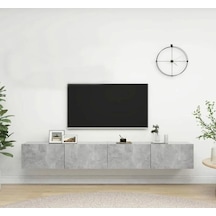Joy Tv Ünitesi Tv Sehpası Alt Modülü Gri Beton Dokulu 240 Cm Mdf