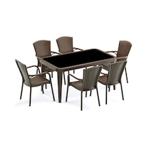 Bintaşmobilya Rattan Plastik Wenge Bahçe Masa Sandalye Takımı Venge