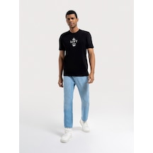 Slouchy Elastic Waist Fit Erkek Pantolon Denim