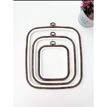 Nurge Ahşap Renk Plastik Kare Pano Kasnak- Nakış Kasnağı 3'lü SeT