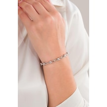 Tmt Silver Gümüş Rodyumlu Toplu Ataç Zincir Bileklik