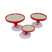 Kırmızı Yuvarlak Araba Iç Dikiz Aynası Vantuzlu - 3'lü Set Çapları 5-7-9 Cm Tüm Araçlara Uygundur