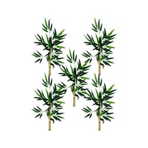 5li Set Yapay Bambu Sopası 6 Yapraklı 50cm Yapay Çiçek Bambu Duvarı Separatör Çiçeği Yapay Çiçek