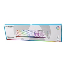 Beyaz Gökkuşağı Işıklı Usb Kablolu Oyuncu Klavye - Mouse Set 5047