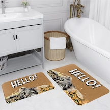 Rovigo Home Baskılı Kaymaz Taban 2 Li Banyo Paspas Takım Rvg5124-100X60-60X50 Çok Renkli