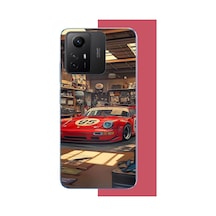 Redmi Note 12s Uyumlu Kırmızı Porsche Baskılı Silikon Kılıf Renkli