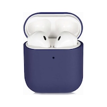 Apple Uyumlu AirPods Kılıf Zore Silk Içi Kadife Soft Silikon Saks Mavi