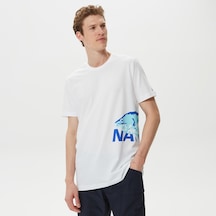 Nautica Nautıca Erkek Beyaz Baskılı Standart Fıt Kısa Kollu T-Shırt Baskılı V35522T Beyaz