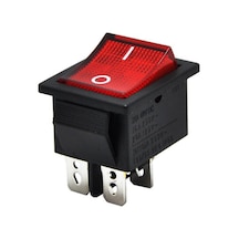Kare Geniş Işıklı On-off Anahtar 30a Kırmızı 4 Pinli Kare Geniş Işıklı Switch 5 Adet