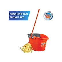First Pratik Sıkmalı Paspas Seti Yüksek Emici Şerit Mop Ve Kova Açık Ahşap