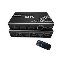 4669 Kumandalı Usb 3.0 4k Hdmi Kvm Switch 2 Port Rj45 Ethernet Pc Kasa Klavye Mouse Çoklayıcı