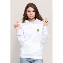 Pi Green Logo Baskılı Beyaz Kadın Kapşonlu Sweatshirt