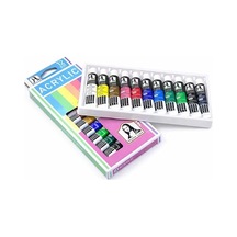 Mona Lisa 12 Renk Akrilik Tüp Boya Seti 12x12 Ml Profesyonel Akrilik Boya Tüp Set Tuval, Ahşap, Taş, Seramik Ve Hobi Boyama İçin Yoğun Pigmentli Sanat Boyası 0,15 L