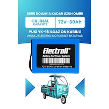 Yuki Yk-16 Ilgaz Ön Kabinli Uyumlu Batarya Standart Kapasite Lifepo4 72v 60ah Elektrikli Motosiklet Bataryası