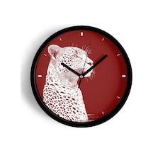 Asil Leopar Tasarım Modern Duvar Saati - 30cm - Önü Camlı Siyah Kasa - Sessiz Mekanizma-jh0687 Siyah
