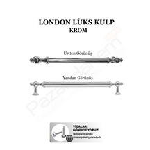 London Model 192mm Krom 2 Adet - Vidaları Dahil - Mutfak Dolap & Çekmece Kulpu Gümüş - Krom