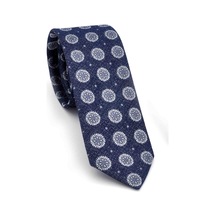 Gaffy Gri Yuvarlak Desenli Lacivert Dokuma Kumaş Mendilli Slim Fit Kravat // Sdk-250205 Lacivert