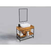 Masif Ağaç Loft Banyo -Lavabo Dolabı