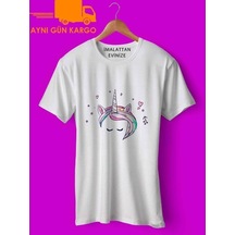 Unicorn Saçlar Baskılı Tişört Ücretsiz Kargo