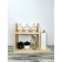 O&a Wood Doğal Ahşap Mutfak-banyo Rafı Tezgah Üstü Düzenleyici Ba