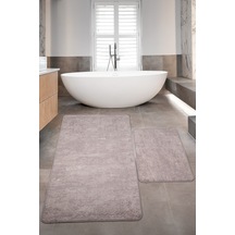 Nova Kahve Büyük Ebat 80x150 + 50x80 Cm 2'li Banyo Halısı Paspas Kahverengi