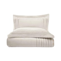 Ecocotton Feza Çift Kişilik Yatak Örtüsü Takımı %50 Pamuk %50 Polyester Krem 240x260 Cm - Krem