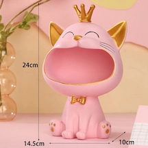 Pink3-sevimli Kediler Heykelcik Büyük Ağız Kediler Saklama Kutusu Karikatür Reçine Kedi Heykel Anahtar Çikolata Şeker Depolama Sepeti Ev Ofis Dekor