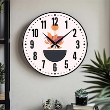 Dekoratif Türkçe Rakamlı Uv Baskılı Duvar Saati Sessiz Akar Mekanizma 40cm Metal Akrep Yelkovan Beyaz