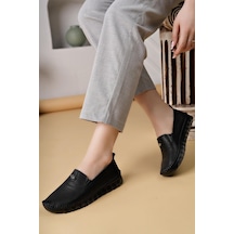 Nesilshoes Nesil Shoes Knc 14 Siyah Hakiki Deri Şeffaf Taban Kadın Ayakkabı