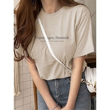 Uyguntarz Unisex Copenhagen Denmark Baskılı Tasarım Tshirt Bej