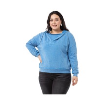 Büyük Beden Degaje Kapüşonlu Yaka Cepli Parça Boyalı Üç İplik Mavi Sweatshirt-mavi Mavi