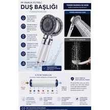 Filtreli Masajlı Duş Başlığı Su Arıtmalı, Klor Ve Kireç Önleyici, Yüksek Basınçlı Beyaz - Gümüş