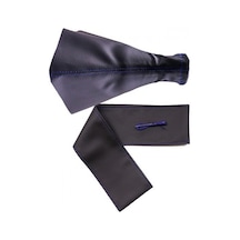 Audi A5 2009-2016 Coupe Uyumlu Direksiyon Kılıfı Ve Vites Körüğü Siyah Deri Mavi Nakışlı