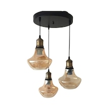 Mylights Vintage Rustik Bal Camlıı Üçlü Avize