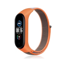 Newface Xiaomi Mi Band 4 Hasırlı Cırtcırtlı Kordon - Turuncu-gri
