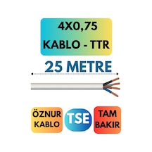 Öznur 4x0,75 Ttr Kablo Metre Seçenekli Beyaz - 25 Metre