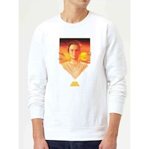 Star Wars Baskılı Beyaz Erkek Örme Sweatshirt