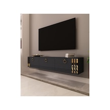 Sahran 150 Cm Duvara Monte Tv Ünitesi Tv Sehpası Antrasit - Altın Antrasit-altın