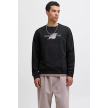 Jack & Jones Jcotier Print Erkek Sweatshirt Siyah