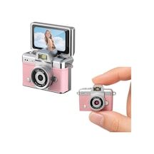 Mini Flip Dijital Kamera, 1.47 İnç Ekran, 48m Fotoğraf Çözünürlüğü, 1080p/720p Video, 128gb Tf Kart Desteği, Type-c Şarj, Flaşlı, Fotoğraf Ve Video Kayıt Özellikli Lk-027 Pembe