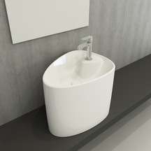 Bocchi Etna Tezgah Üstü Monoblok Lavabo Batarya Banklı P Beyaz