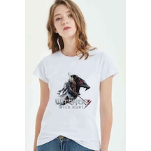 The Witcher Baskılı Beyaz Kadın Tshirt (534304948)