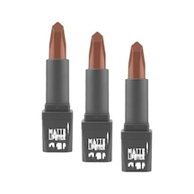 Yoğun Renk Veren Uzun Süre Kalıcı Nemlendirici Kadifemsi Mat Ruj - Lipstick 404 Warm Caramel 3 Paketi Abanoz