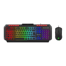 Knight Km-11b Rainbow Aydınlatmalı Kablolu Oyuncu Klavye & Rgb Mouse Set - Siyah