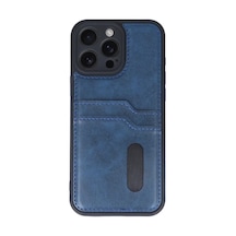 Newface Apple İphone 16 Pro Max Kılıf Sara Kartvizitli Deri Kılıf - Lacivert