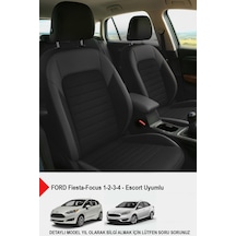 Mocha Taytüyü Oto Koltuk Kılıfı Ford Focus-fiesta-escort Uyumlu Siyah