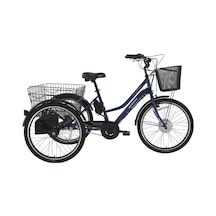 Bisan E-porter Üç Tekerli Elektrikli Bisiklet 44cm V 24 Jant 3 Vites Lacivert Beyaz Çok Renkli