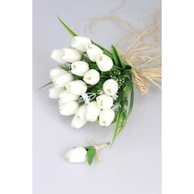 Yapay Çiçek Deposu Islak Lale Gelin Çiçeği 2li Set Naturel