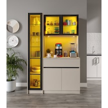 Lora Kum Beji Midi Sol Vitrinli Komple Mdf Led Aydınlatmalı Kahve Köşesi
