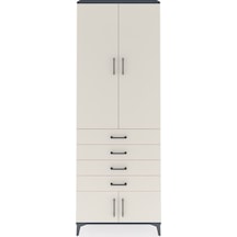 Arges Dolap 4 Raflı 4 Çekmeceli 4 Kapaklı 88x30x243 Antrasit-aytaşı Antrasit